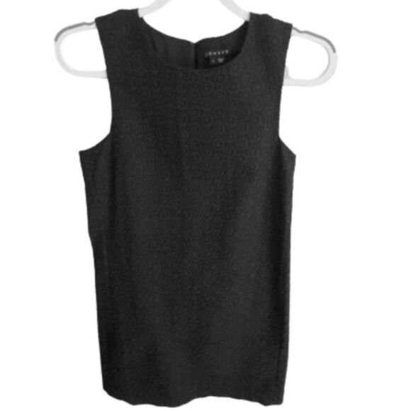 THEORY Women's Gwideen Eyelet Sleeveless Sheath Little Black Cocktail Dress Sz-6 - Picture 2 of 6